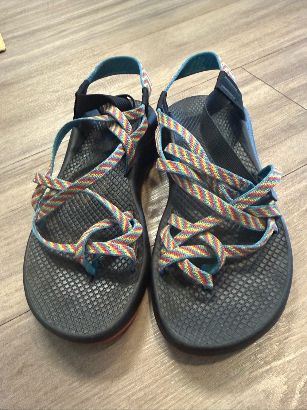 Chaco Blue Pink Bright Stripe Sandals